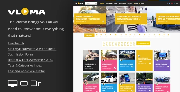Vloma Grid – A Responsive WordPress Video Blog Theme