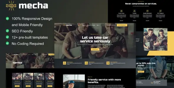 Mecha – Car Repair & Auto Service Elementor Template Kit