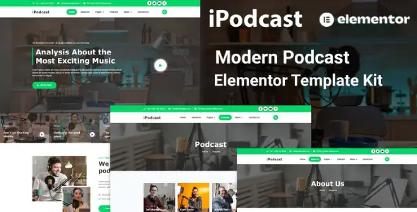 iPodcast – Modern Podcast Elementor Template Kit